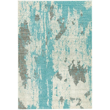Nova NV15 Painterly Modern Abstract Durable Easy-Care Polypropylene Short Pile Duck Egg Rug-Asiatic Carpets-Rug Love - The Most Loved Rug Store